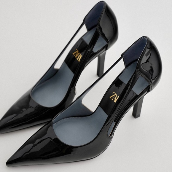 ZARA CUT OUT PATENT POINTED HIGH HEELS 9 - Picture 5 of 13